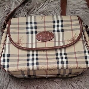 Burberry Tan and Brown Plaid Crossbody Bag
